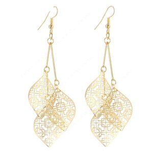 Jewelry earrings drop dangle yellow gold tone elegant new perfect condition